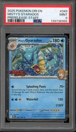 Pokemon Misty's Gyarados Destined Rivals STAFF Prerelease Holo Promo #049 PSA 9