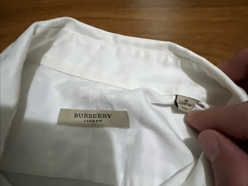 Burberry Shirt Mens Medium White Plaid Button Up Casual Preppy London - Picture 4 of 8