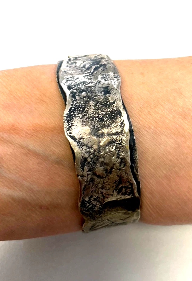 Mega Armreif 925 Silber Silberschmied Unikat diverse Bernstein Cabochons - Bild 4 von 4