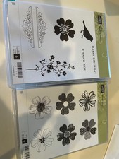 2 Stampin' Up Rubber Cling Stamp Sets Flower Shop, Morning Meadow