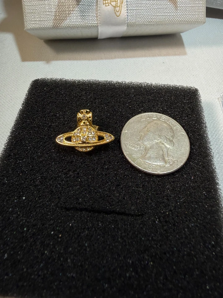 Pendientes Vivienne Westwood Oro Mini Bajor Relieve Nuevos Con Todo Embalaje Foto 4 de 4