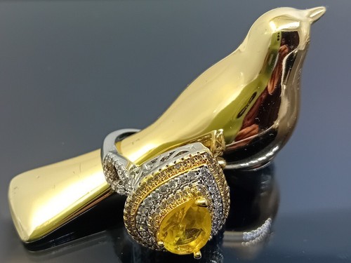 18K Gold Filled Stunning Italian Simulated Citrine 18ct GF Statement Ring Size 8 - Picture 4 of 12