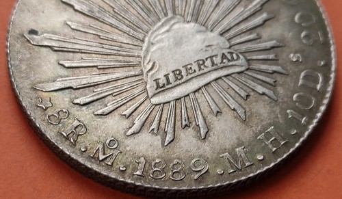 @WOW@ MEXICO City 8 REALES 1889 Mo MH CAP RAYS SILVER COIN KM#377.10 PLATA - Picture 9 of 10