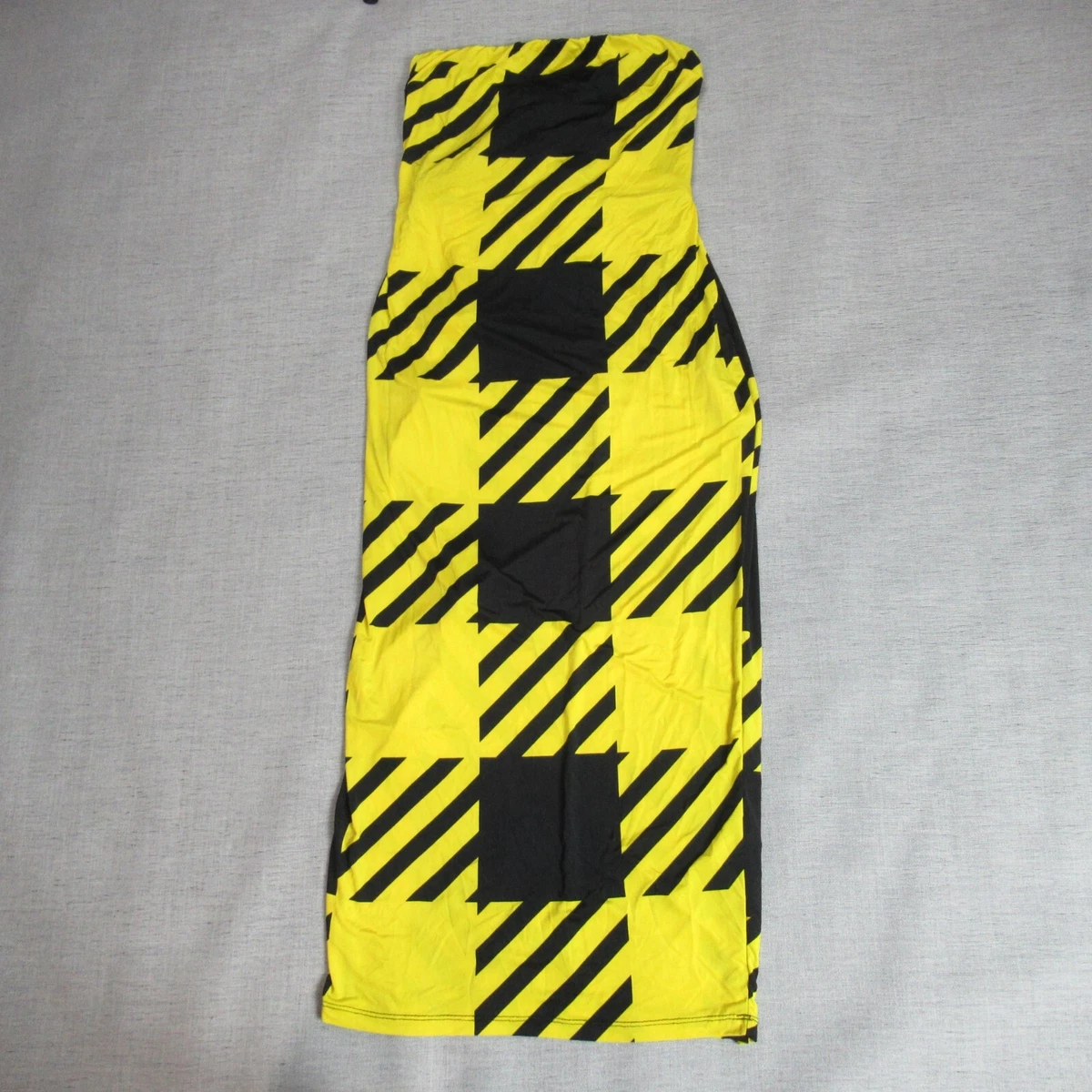Kimcine CURVE Womens Dress Size Small Yellow Black Check Tube