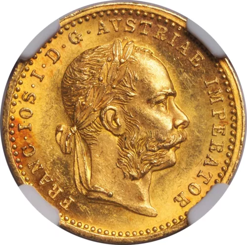 1900, Austria, Francis Joseph I. Beautiful Gold Ducat Coin. (3.49gm) NGC MS-64!