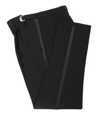 Men's Retro Vintage Black Tuxedo Pants Satin Stripe Tapered Leg 30-32" Regular