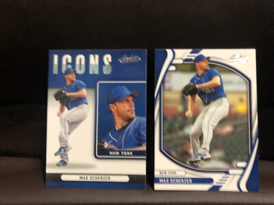 2022 Panini Absolute Icons Max Scherzer #I-14 & Base #33 Mets