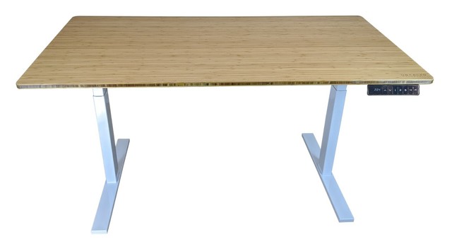 Electric Adjustable Height Standing Desk 60 Bamboo Desktop Dual Motor Stand Up For Sale Online