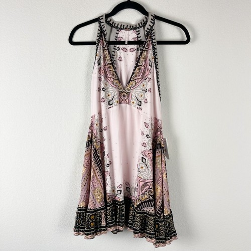 Free People Steal The Sun Printed Tunic Mini Dress Womens XS Pink Reversible NWT