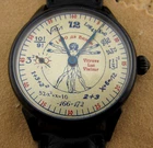 Stylish unusual mechanical wristwatch Vitruvian Man, mathematical formulas, d=45
