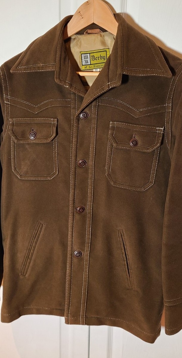 70s〜Derby of Sanfrancisco 42LONG USA製 VTG 70's WR Derby of San Francisco Button Brown Suede Jacket