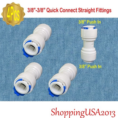 4 Pcs 3/8"3/8" Quick Connect Straight Connector Fittings RO Water