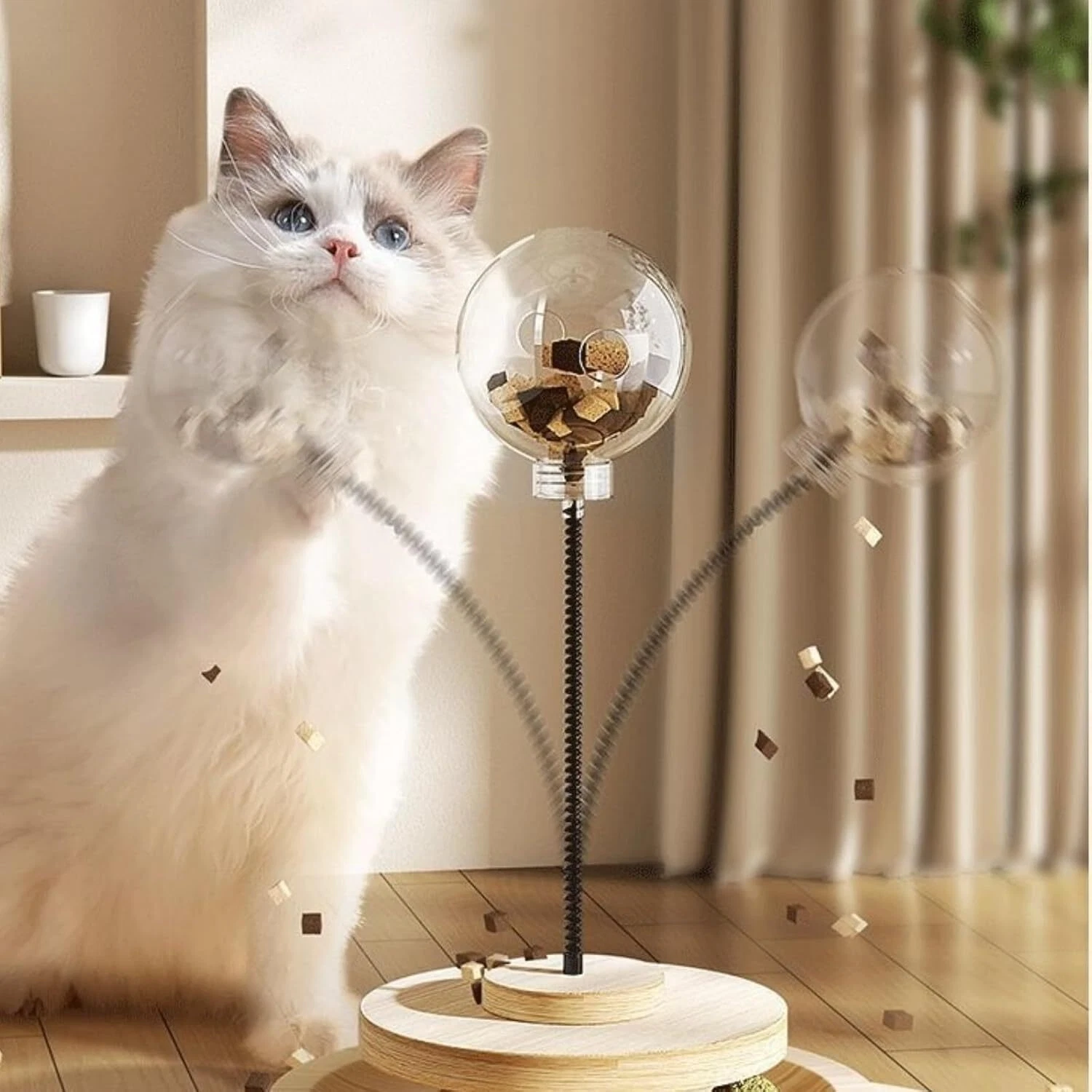 Cat Ball Toy Treat Ball, Cat Treat Dispenser Toy, with Catnip,Roller Track Ball