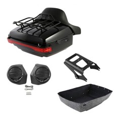 King Trunk Pad Mount Rack Speakers LED Light Fit For Harley Touring 09-2013