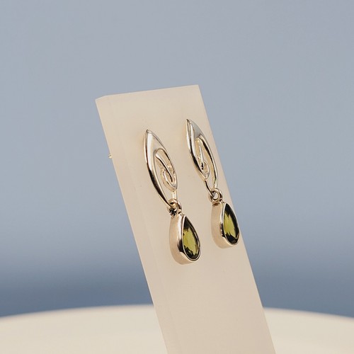 Peridot Celtic Stud-Drops, Green Peridot, Celtic Design, Semi Precious, Handmade - Picture 4 of 5