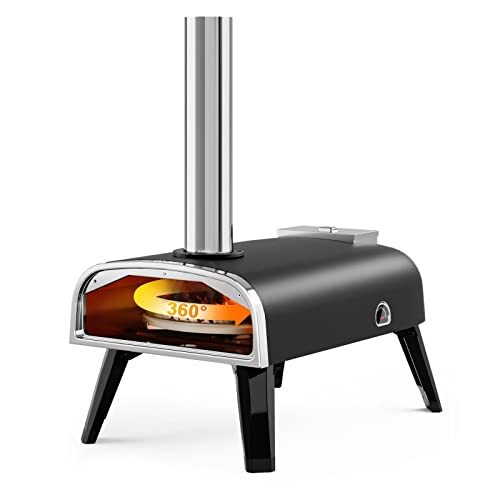 Horno de pizza al aire libre aidpiza 12" madera pellets piedra giratoria patio trasero portátil
