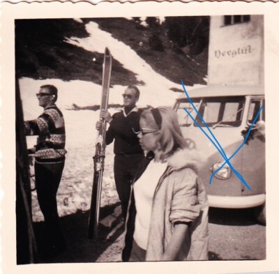 Old Original Photo from 1963 VW T1 Bulli, Bus in the Alps