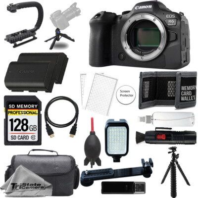 Canon EOS R6 Mark II Camera (Body) + 128GB +Ext Bat+ MEGA Kit