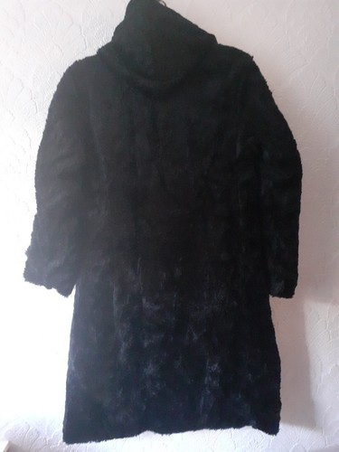 Lovely Vintage Dollhouse Outerwear VGC Black Faux Fur Coat Knee Length Size M - Picture 6 of 8