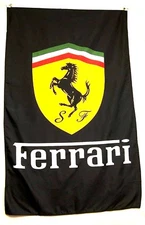 Ferrari Black Vertical Premium Flag 5' x 3' Automotive Banner USA Seller