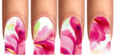 Wrap Nail Art Tattoo Fullcover Design bunte Blume Blüte pink rot Flower XS-XL#32