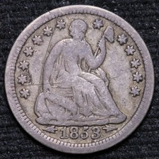 1853 Seated Liberty Half Dime With Arrows Circulated 90% Silver Coin 33021D