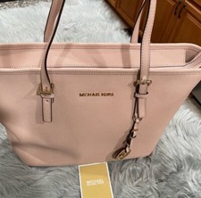 Michael Kors Jet Set Carryall Tote Crossbody Powder Blush Pink MK New