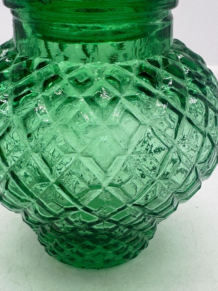 Vintage Emerald Green Glass Diamond Pattern Apothecary Jar Urn eBay