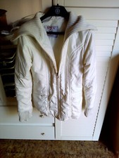 giubbotto ONYX panna beige taglia 42 con collo e polsini in lana vintage