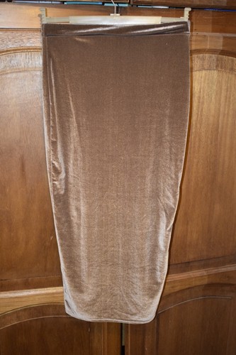 Missguided Taupe Velvet Midaxi Skirt Size UK 12 - 36" long slim NEW - Picture 2 of 8