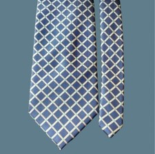 Harv  Benard Men  s Tie   Light Blue  White Geometric Design   Polyester