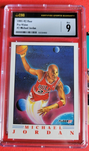 MICHAEL JORDAN 91-92 FLEER PRO-VISION GRADED CSG MINT 9 CARD + GREATEST & SKYBOX - Picture 2 of 8