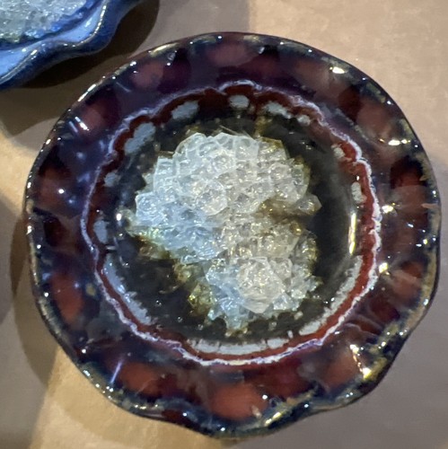 Pottery dish 3 In USA Beautiful Cracked Glass Multicolor Pattern Lot3 - Picture 5 of 8