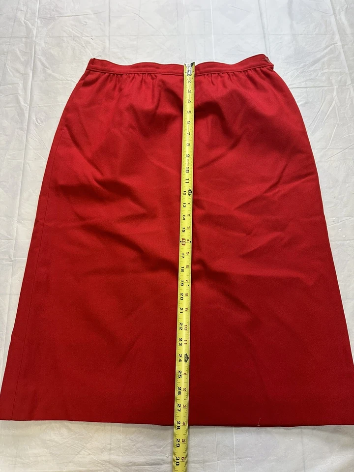 FALDA Pendleton Vintage Lana Virgen Roja Recta Forrada Bolsillos Talla 16 Foto 3 de 4