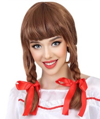 Adult Multiple Colors Possessed Doll Braided Pigtail Wig with Bows, HW-1094A