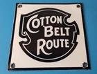 Vintage Cotton Belt Route Railroad Sign - Trains Railway Porcelain Gas Pump Sign