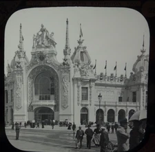 Glass magic lantern slide - 1900 PARIS EXHIBITION ALEXANDER AVENUE  COURTS PHOTO