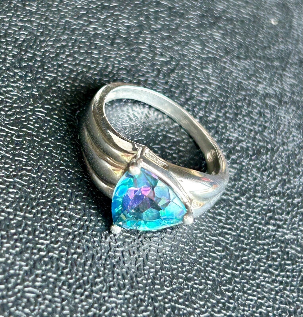 Vintage Mystic Topaz Triangle Gemstone 925 Sterling Silver 