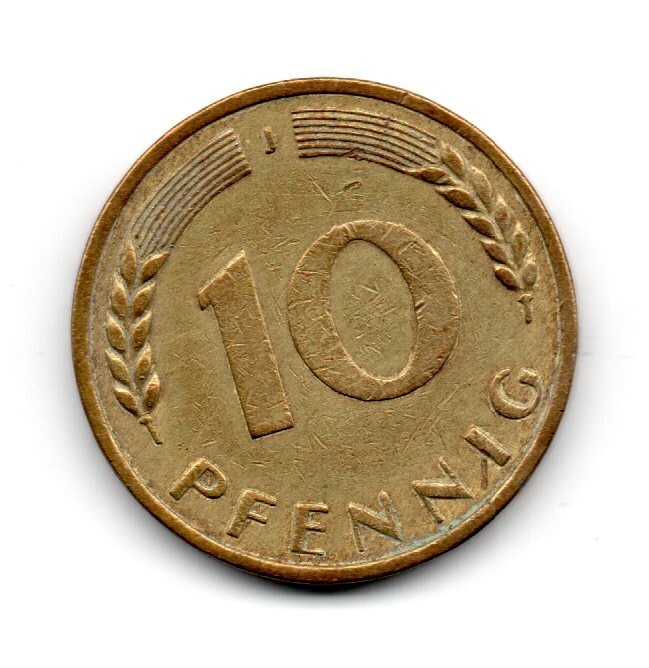 Germany 1950, Bundesrepublik Deutschland, 10 pfennig J, 1
