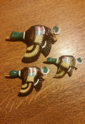 Chase China Japan Mallard Set of 3 Wall Pocket Planters Estate 