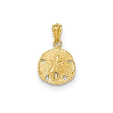 Real 14kt Yellow Gold Gold Polished and Textured Sand Dollar Pendant