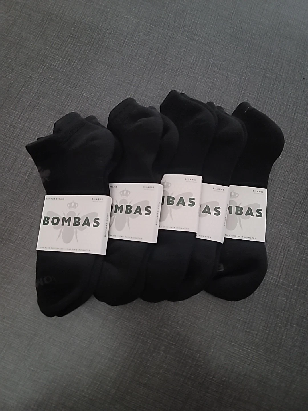 Bombas Black Ankle Socks Large (5 Pack)