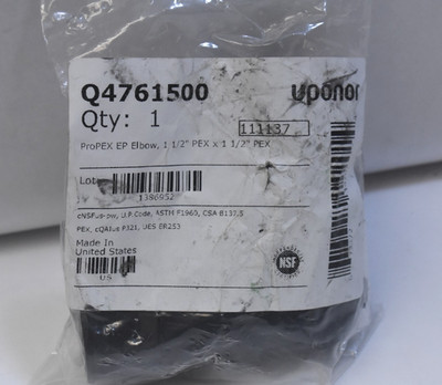 Uponor 1-1/2'' PEX  1-1/2'' PEX ProPex EP Elbow Black Single Q4761500 Black