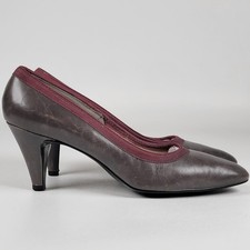 Vintage 60s Deliso Debs Grey Burgundy Heel Pumps By Palter Womens Size 7 1/2 M