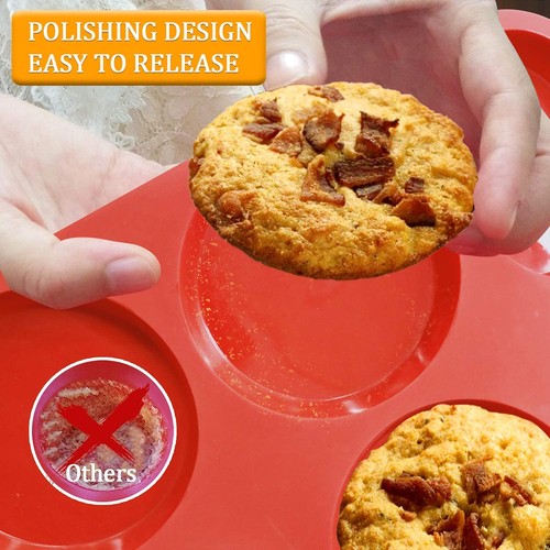 Walfos Poêles à Muffins en Silicone pour Cuisson 4 Pouces Taille Jumbo, Résultats Parfaits... - Photo 3/7