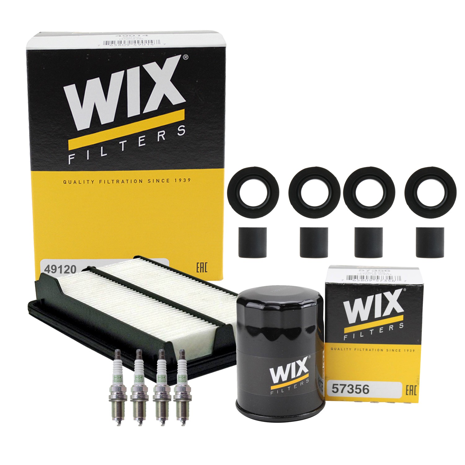Wix Tune Up Kit NGK 4 Spark Plug  Coil Boot Kit for Element SC LX EX 2.4 L4 Gas