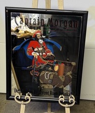 Captain Morgan Original Spiced Rum Bar Mirror Framed Vintage Wall Decor 
