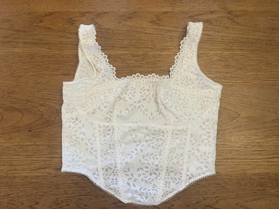 PINK Victoria s Secret Coconut Floral SMALL The Cinched Corset Tank Top