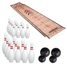 Mini Bowling Set with Lane Full Bowling Pins and Ball Set for Home Family White
