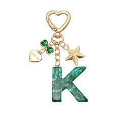 Cute Initial Letter Keychain, Letter K Keychains for Women Girls Bling Green